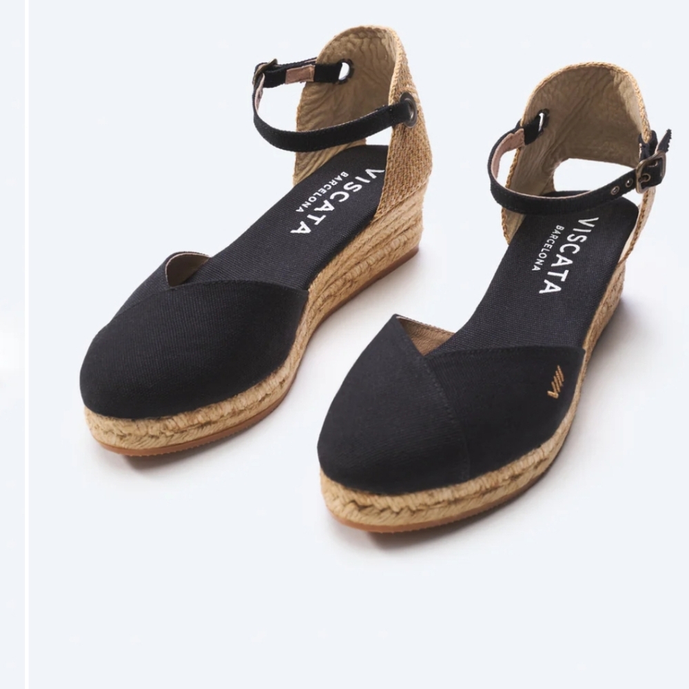 Women's Black Espadrille Wedges